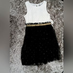 A.U.W White and Black Sparkly Dress
